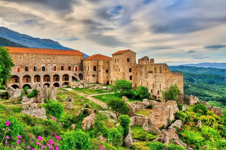 Der Palast des Despoten in Mystras in Griechenland